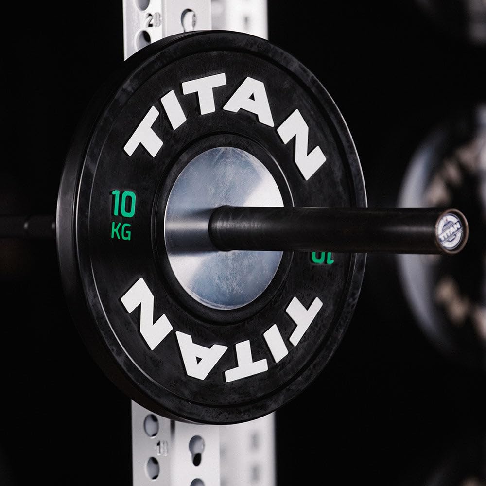 Titan Fitness 10 KG Pair Elite Competition Bumper Plates, Black Olympic Weight Plates for Home Gym, Rubber Coating with Steel Core, Low Bounce Rate, Easy-Grip Edges
