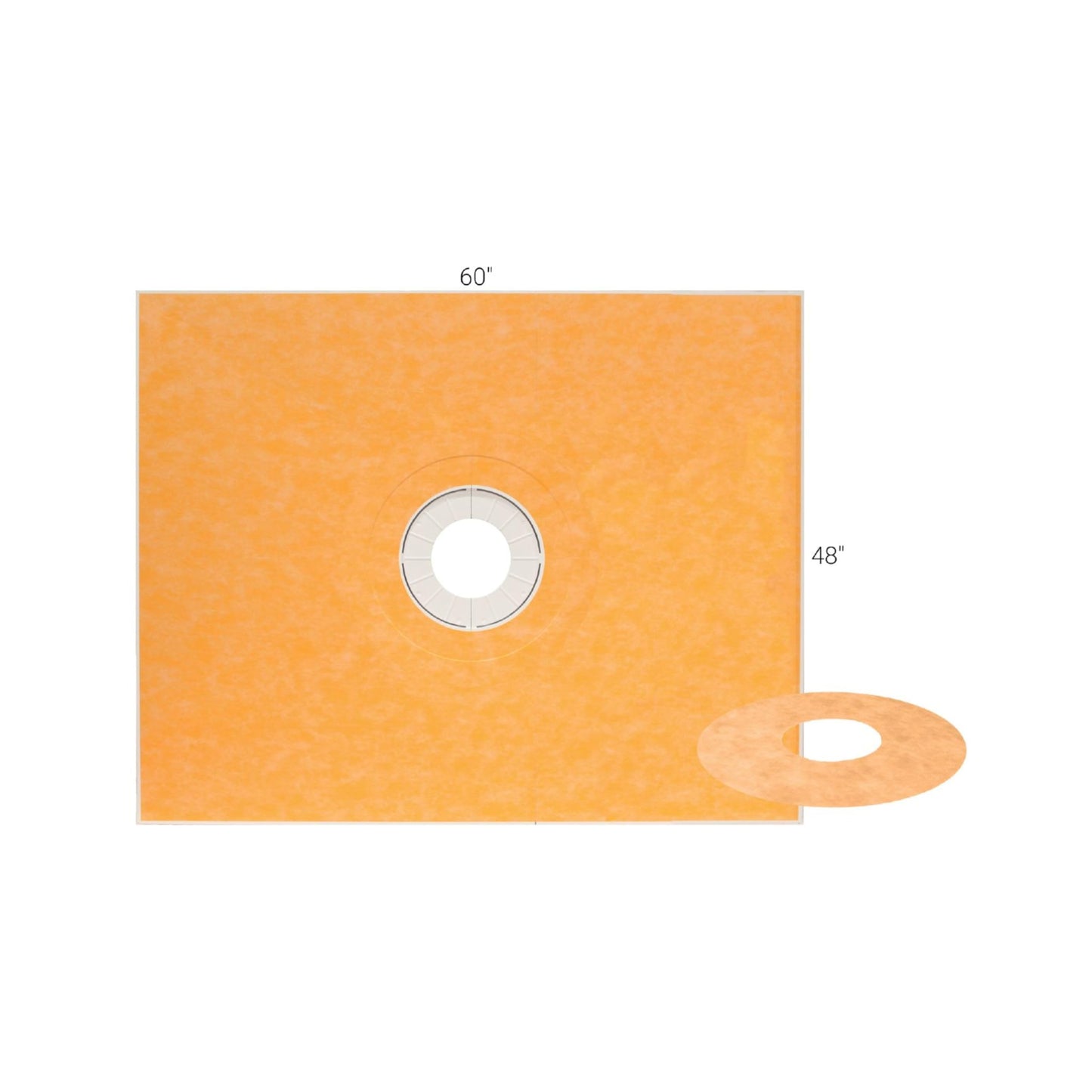 Schluter Kerdi Prefabricated Sloped Shower Tray - Waterproof, Ready to Tile - Lightweight Polystyrene, 48" Length, 60" Width, Center Outlet Position - KST1220/1525
