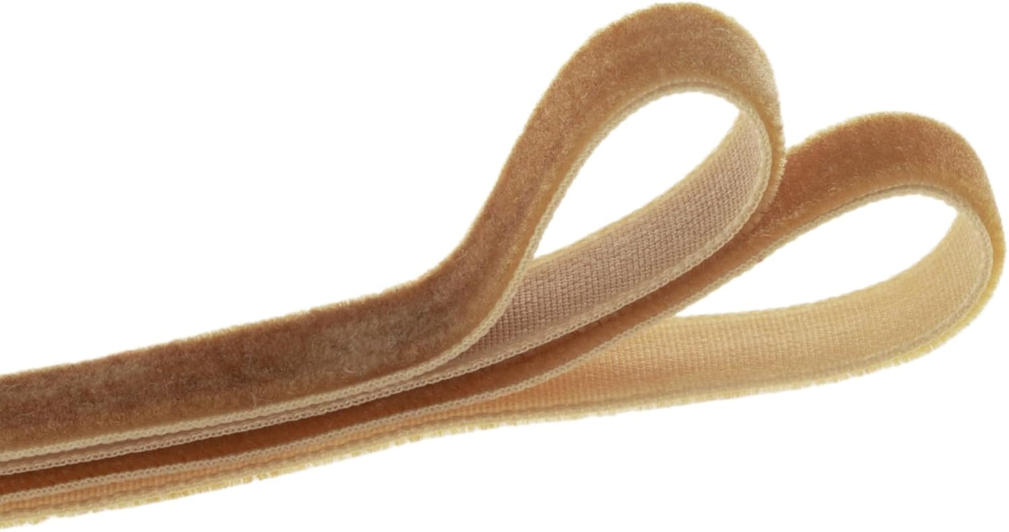 QIANF Vintage Khaki Velvet Ribbon - Soft, Luxurious Texture | 3/8 Inch x 25 Yards