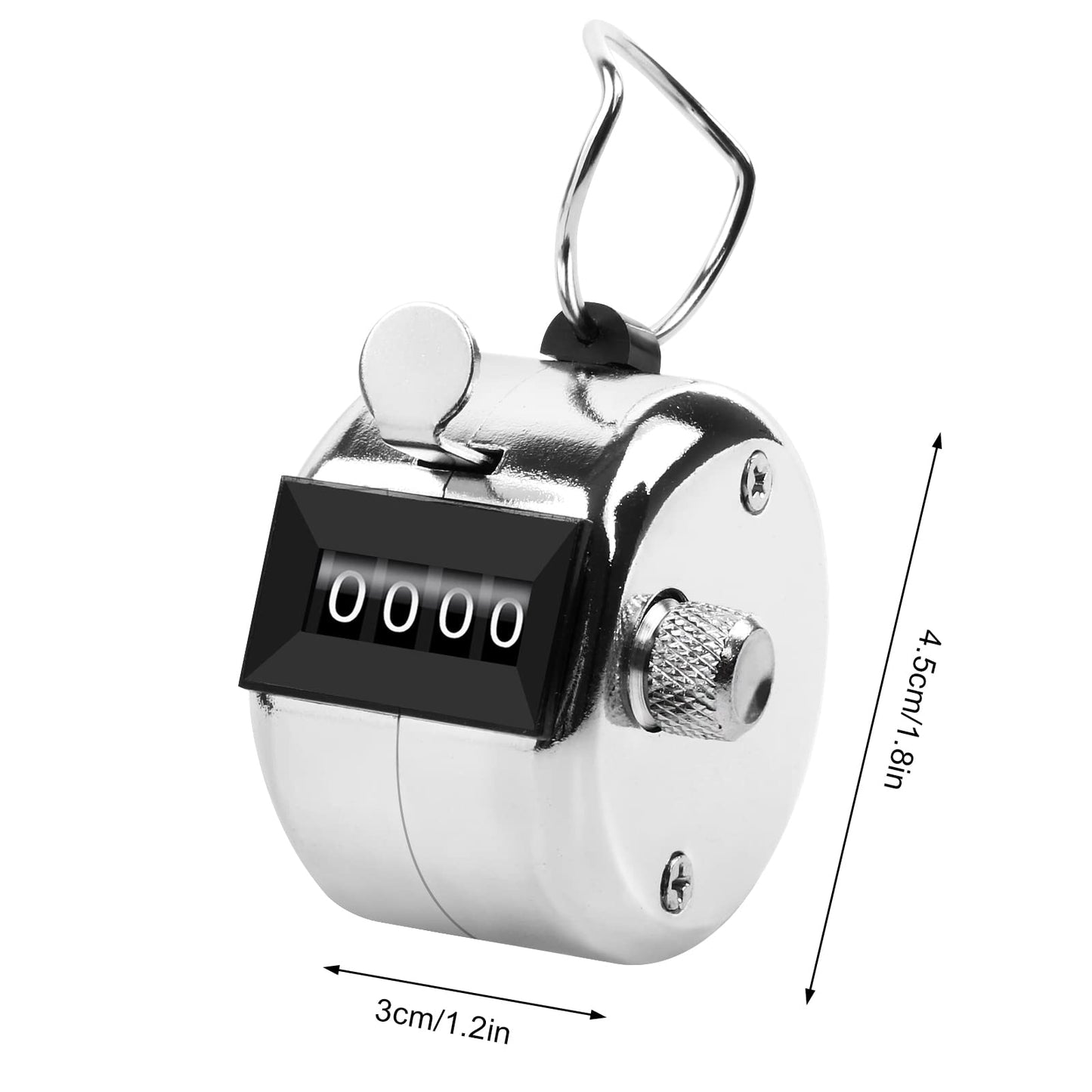 Oligei 2 Pack Metal Hand Counter Four-Digit Counter with Nylon Lanyard Silver Counter Click Counter Handheld Click Counter Digital Counting