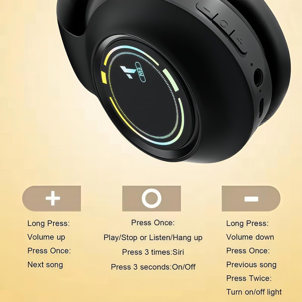 MGHOAQFRS Headset Bluetooth Headphones Over Ear,Wireless Headphones Low Latency, Hands-Free Calls, Noise Reduction