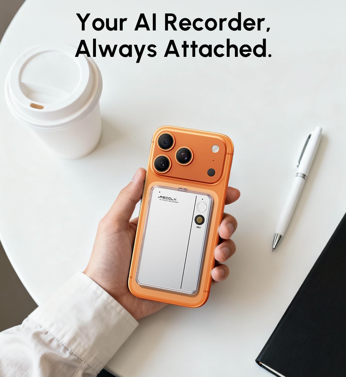 RECOLX AI Voice Recorder Replacement Protective Case with Magnetic Ring for Meetings & Interviews