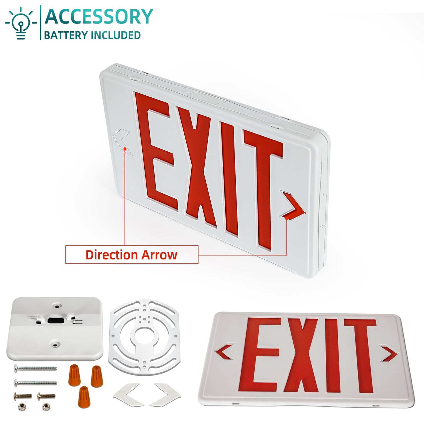 ENJVVS Exit Sign with Battery Backup,Commercial Exit Signs, Red Emergency Exit Light,Combo for Business,Dual-Sided, UL Certified, 120V/277V AC,4 Pack