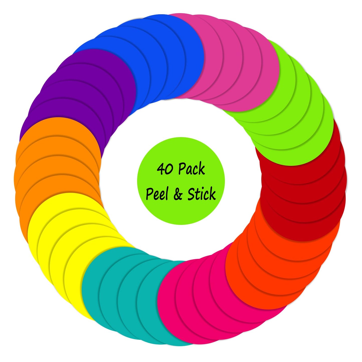 40 Pieces Dry Erase Circle Dots, 6 Inches Multicolor Vinyl Line Up Spots Self Adhesive Classroom Floor Stickers for Preschool Kindergarten Elementary Teachers