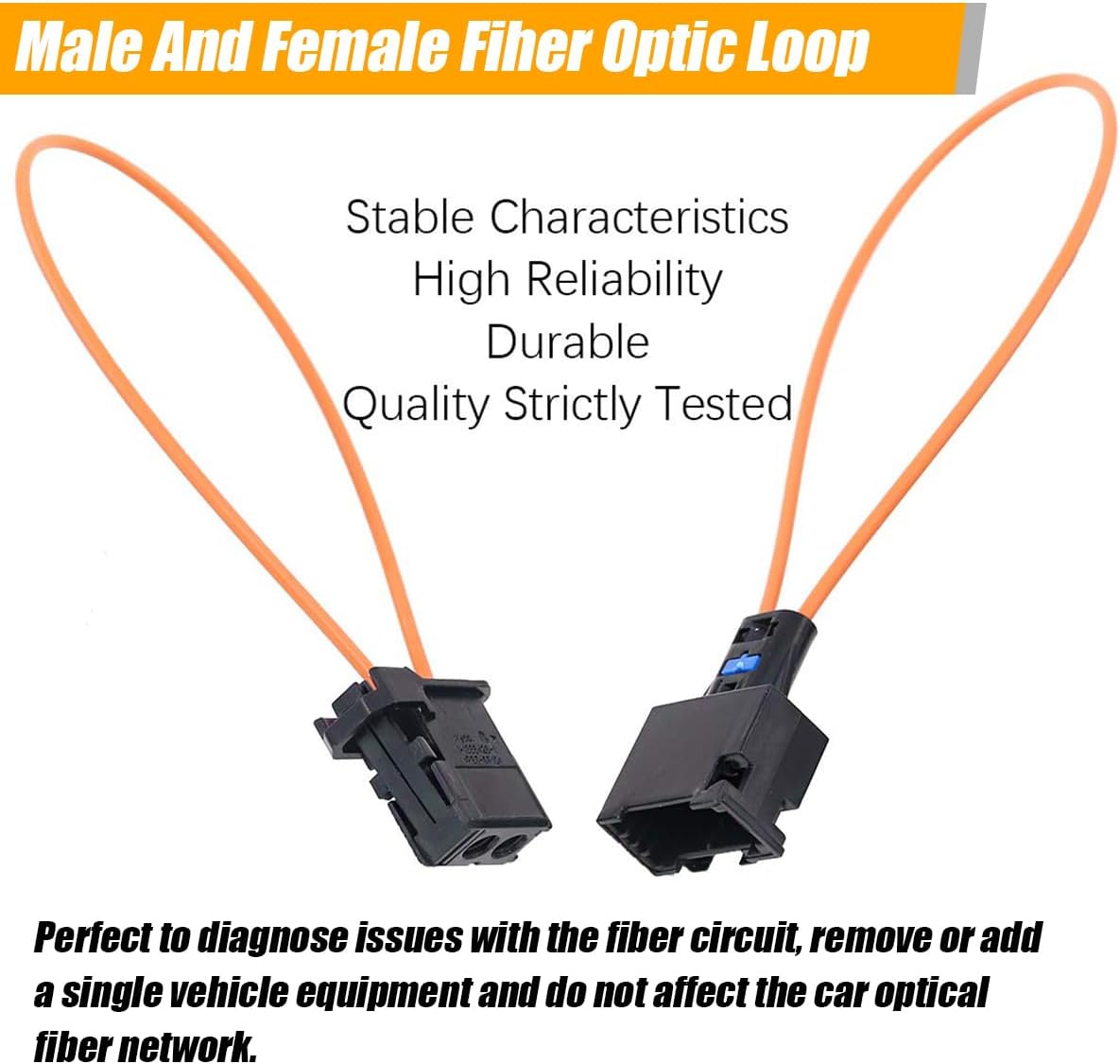 KHGUZ 2PCS Car Fiber Optic Loop, Vehicle Female and Male Fiber Optic Bypass Loop Adapter Connector for Radio and Audio