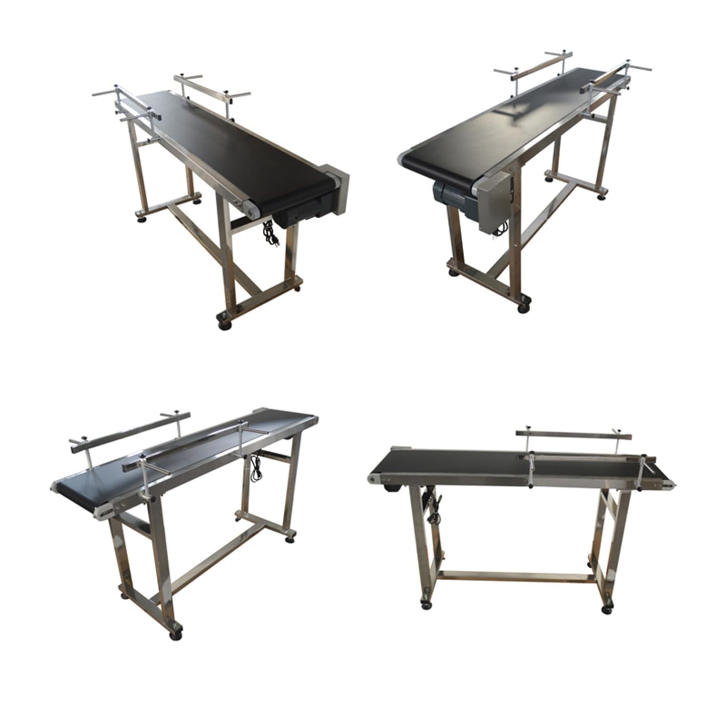 THUXEON 110V PVC Belt Conveyor with Double Guardrail, Conveyor Length 59inch Belt Width 11.8inch, Flat Conveyor Belt Systems with Anti-Static and Adjustable Speed for Industrial Transport