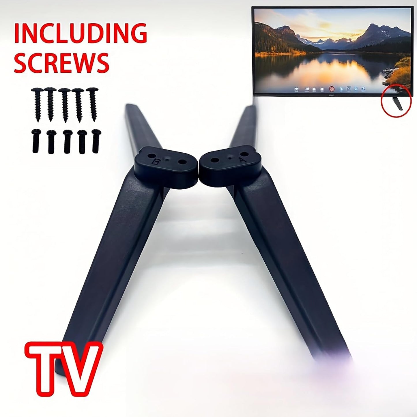 Dranvosk Set 52.49 72.18 Inch Inch Universal TV Stand Legs Replacement Feet and Mount Base with Screw for to Smart TVs