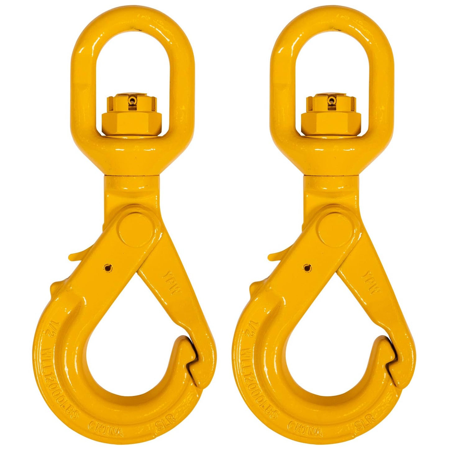 US Cargo Control 1/2 Inch Swivel Self-Locking Hooks (2-Pack), G80 Chain Hooks, 12,000 LBS Working Load Limit, Heavy Duty Swivel Hooks for Lifting Jobs, Load Binding Applications, & Trailers