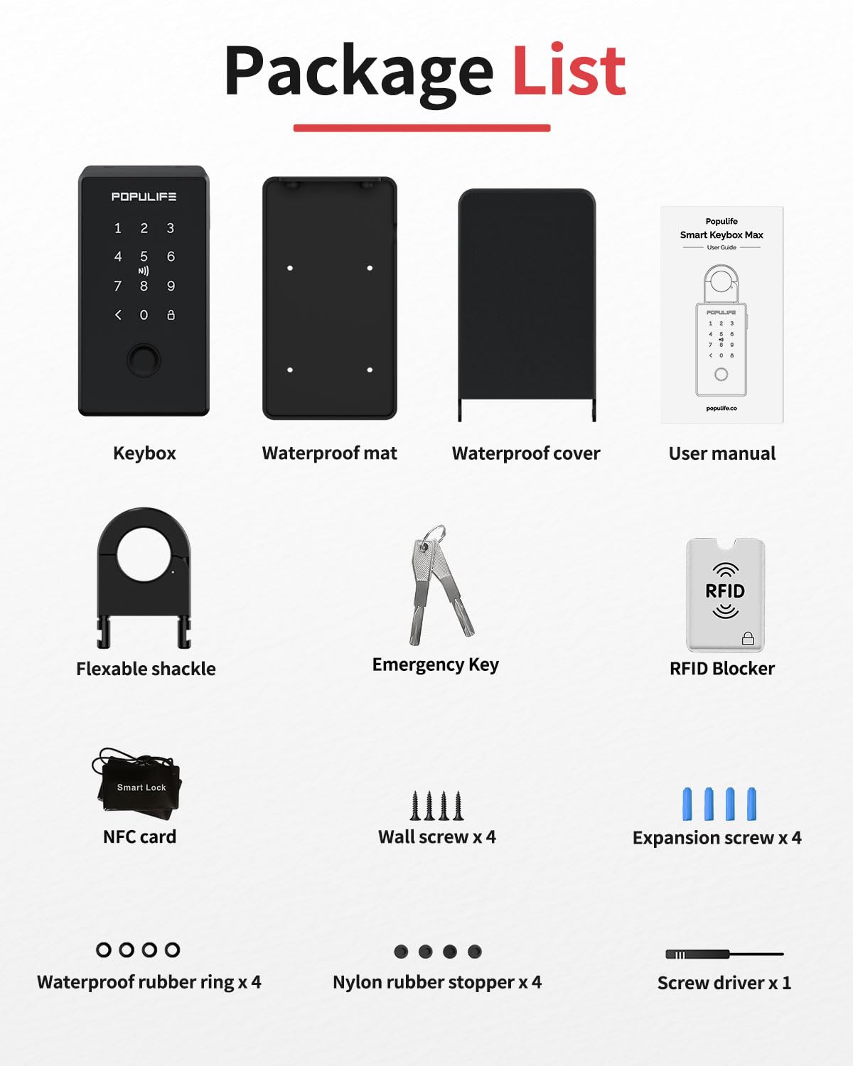 Populife Smart Fingerprint Lock Box for Keys with Code, Wireless Remote Access Key Lock Box for Outside, Digital Key Lockbox for Realtor Airbnb, Work Offline