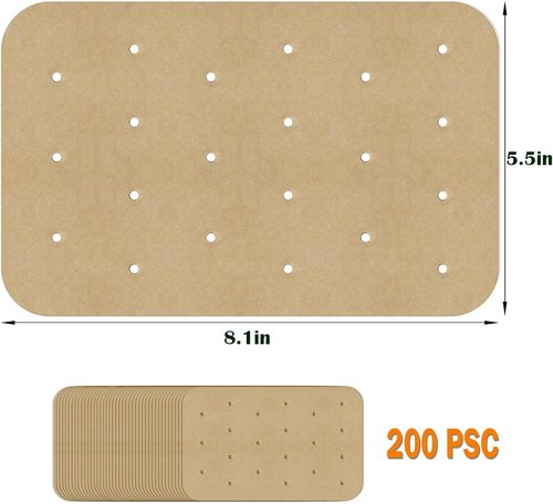 Air Fryer Parchment Paper Liners - 200 Disposable Sheets for Ninja Foodi | Rectangle Perforated Baking Paper for 8 Quart 6-in-1 Dual Basket