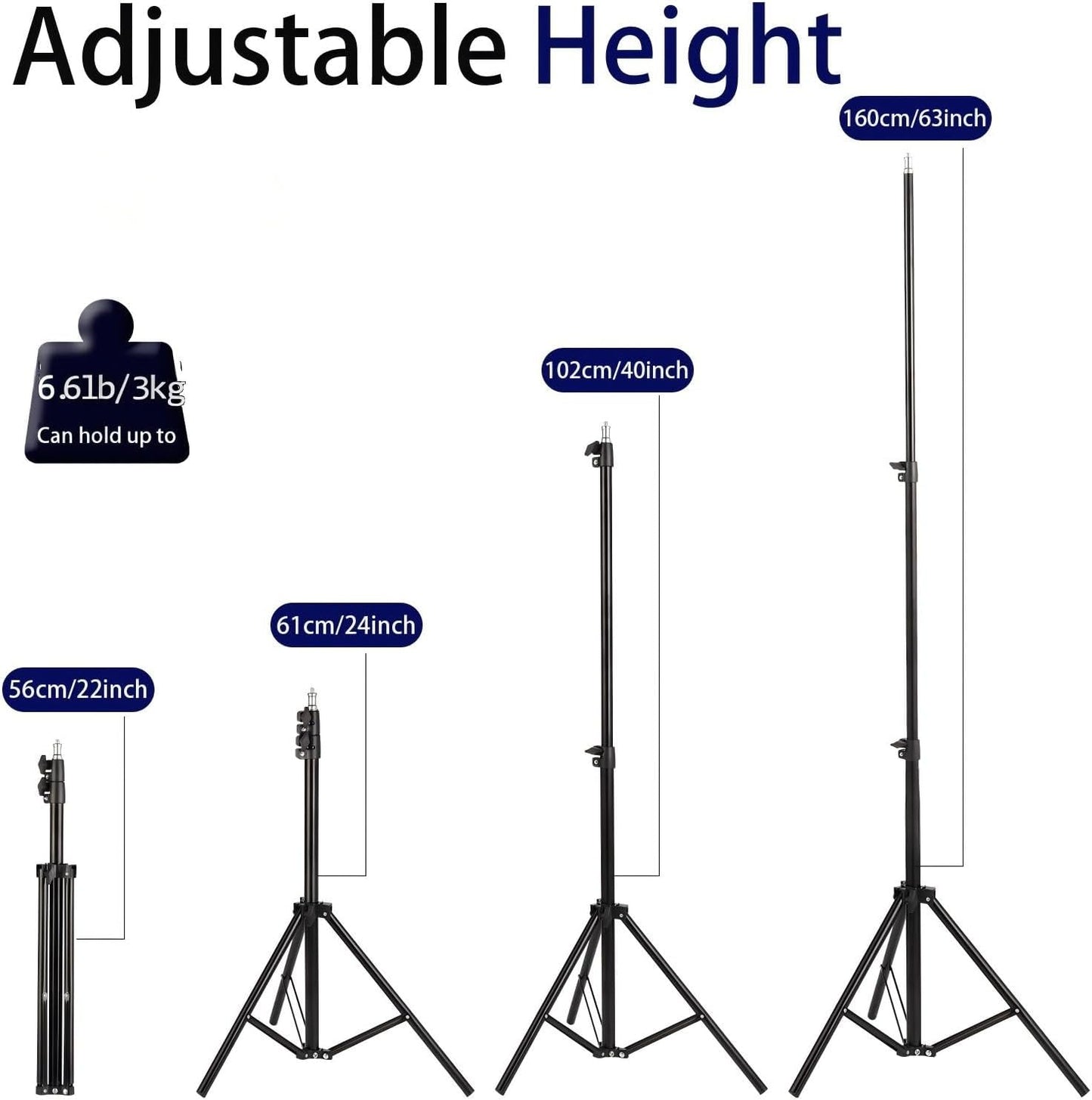ClarVise (Black,22"-63") Professional Tripod Stand, Mini Projector Tripod,Adjustable Height Light Stand for Ring
