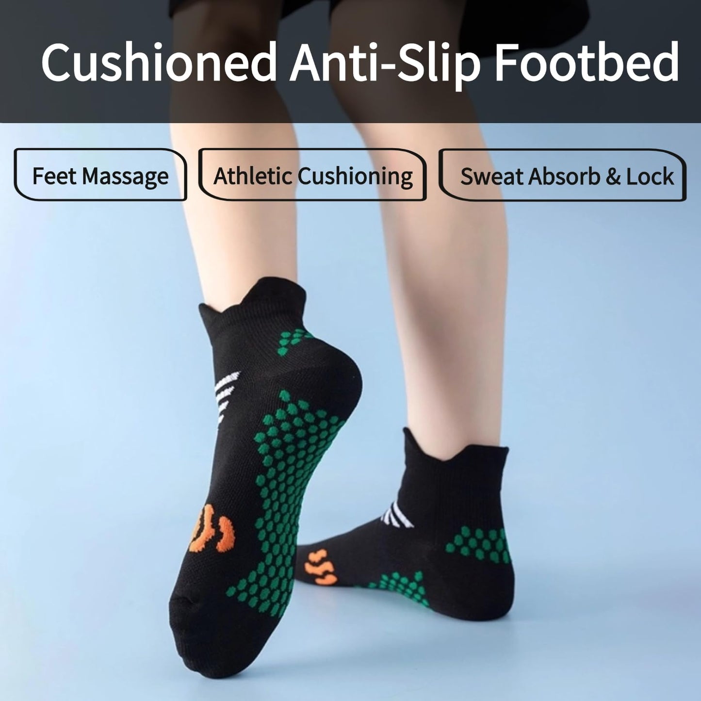 MICBAM 7 Pairs Womens Compression Ankle Socks Running Athletic No Show Socks,Low Cut Casual Socks (Classic Basic Collection(2*Black,2*Navy,2*Dark Blue,1*White))