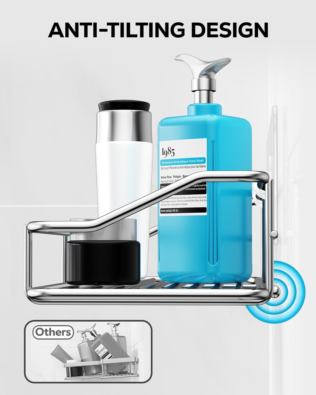 Nieifi Shower Caddy Shelf - Adhesive Stainless Steel Storage Rack with Hooks | 2 Pack for Bathroom & Kitchen
