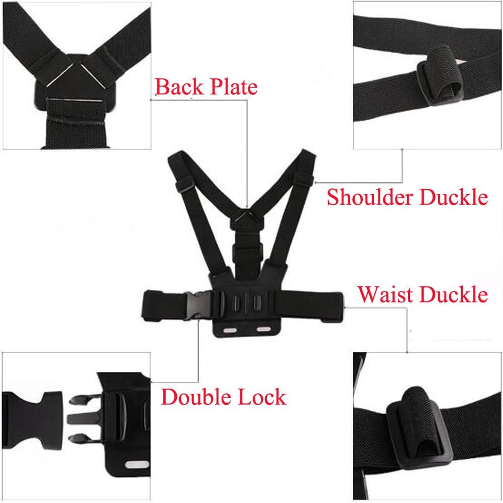 Walway Adjustable Chest for Mount Harness Most Action Cameras, Fully Adjustable Strap Size