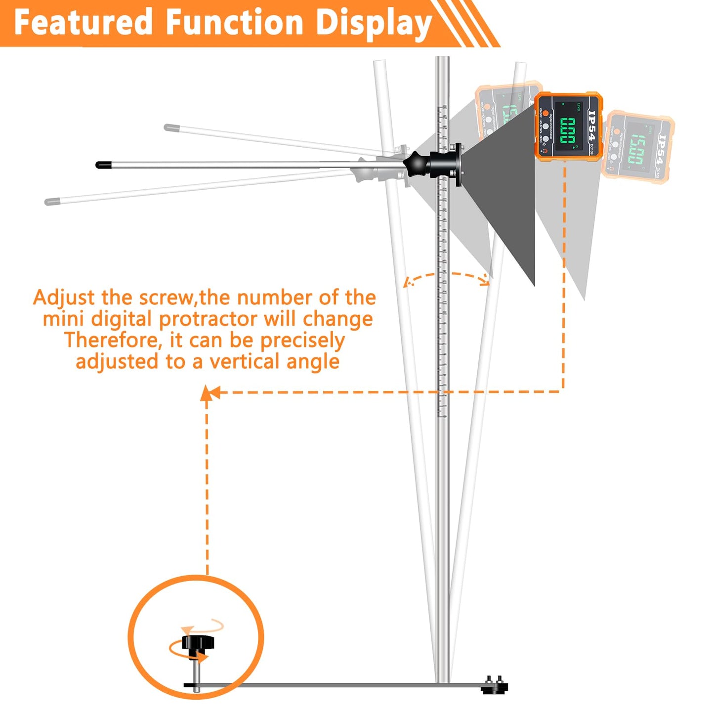 ADAS Calibration Tool 8.07"Outer Edge Reflector for Automobile Light & Heavy Vehicles with Digital Angle Finder, Assist Mirror for Accurate Car Alignment