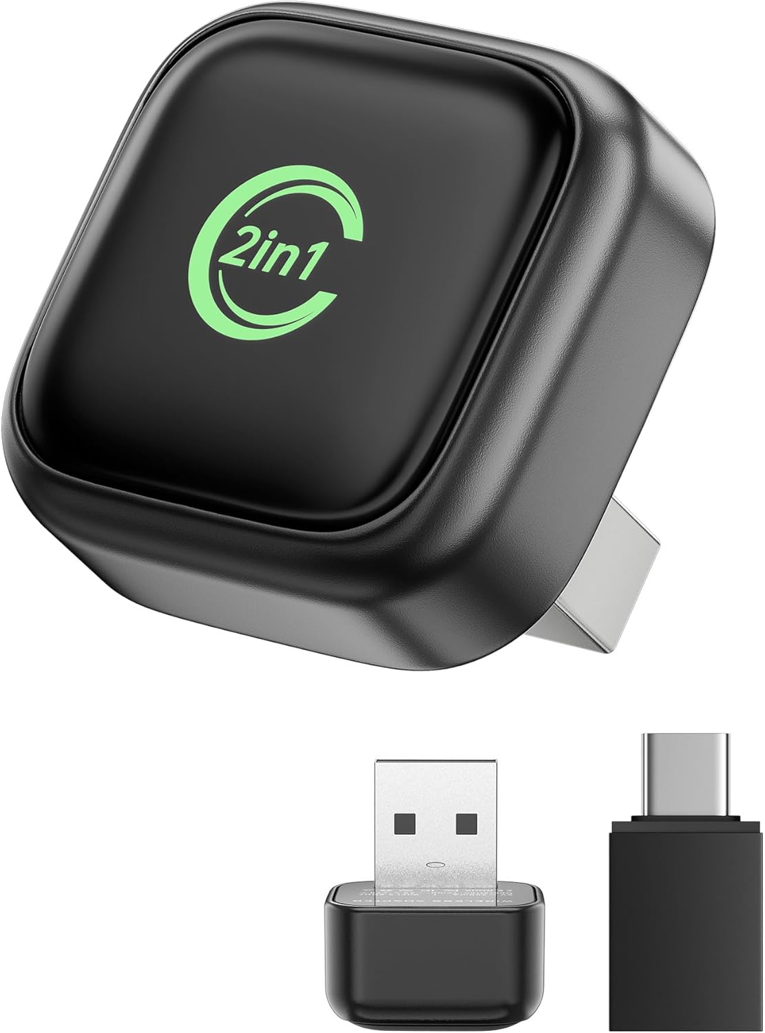 KUKIHO 2-in-1 10+/Android 11+ Wireless CarPlay Adapter, CarPlay & Android Auto, Mini Plug & Play, USB/USB-C for Cars