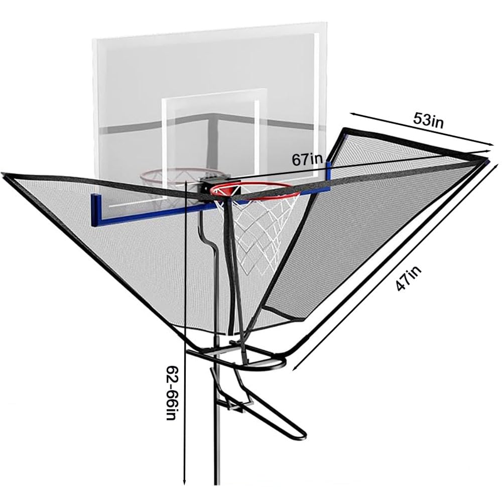 Basketball Rebounder Attachment & Returner Shooting Machine - Portable Hoop-Mounted Return Net System, 180° Rotating Chute for Continuous Solo Practice, Fits Standard 18″ Rim