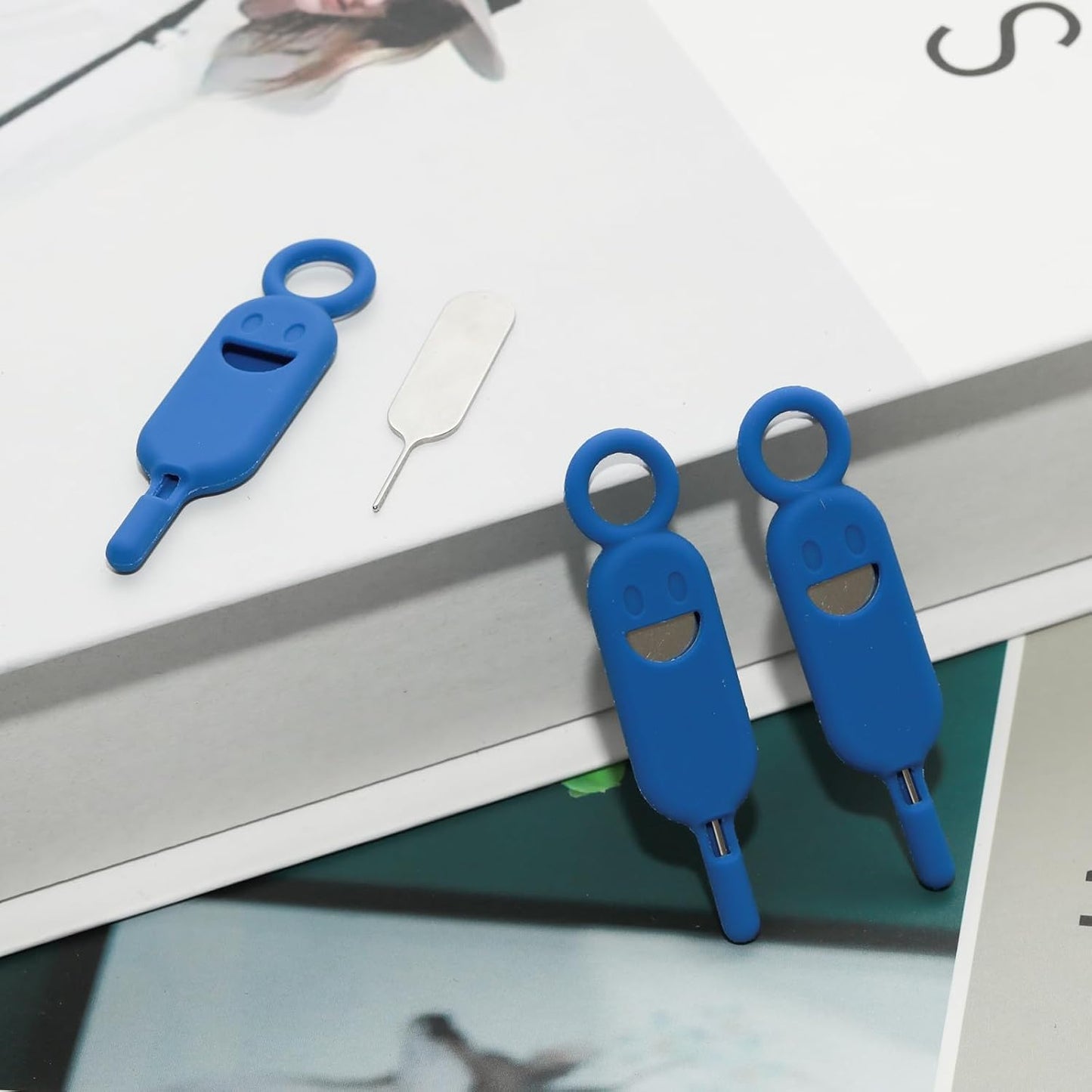 6 Set Lilaly Pcs SIM Card Removal Tool SIM Ejector Pin and Card Tool Cute Silicone SIM Card Needle Tool, Blue