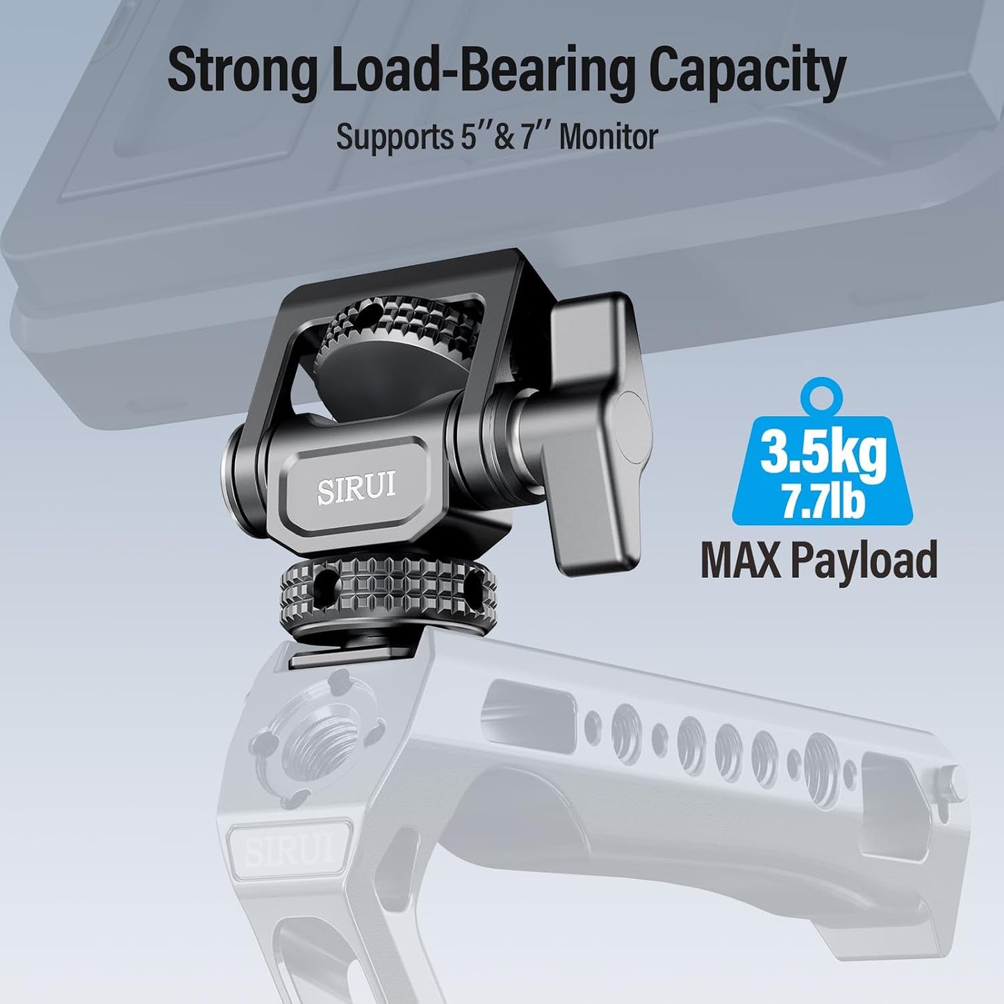 Sirui 360and 180Adjustable 5" 7" Camera Monitor Mount with Cold Shoe, Swivel Tilt DSLR Field Monitor Mount, Compatible