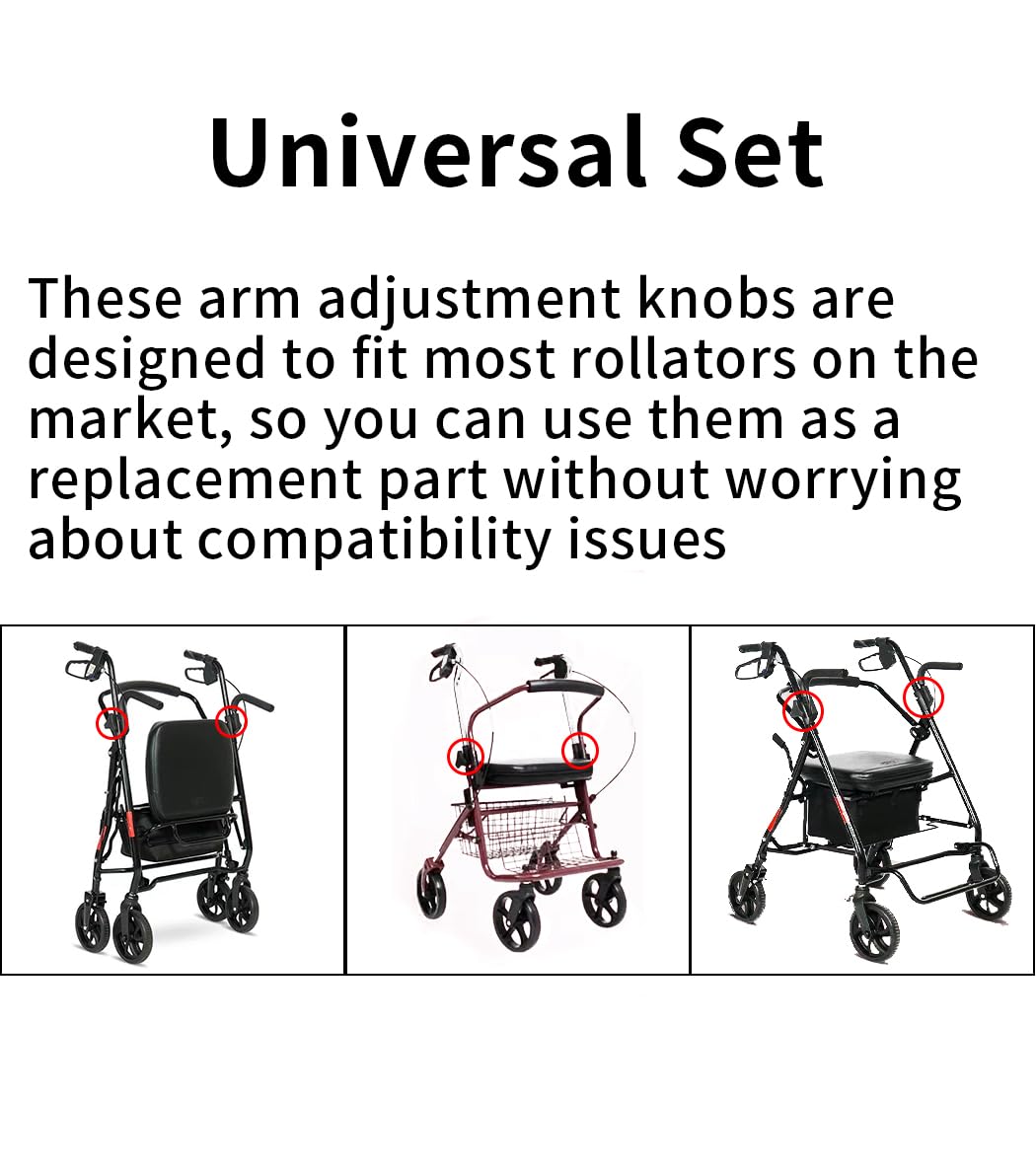 Toeloioh Knob Replacement Part Universal for Rolling Walker Rollator, Foldable Rollator, Hand propelled Walker, Aluminum 3 Point Knob, General Parts of Rollator Accessories