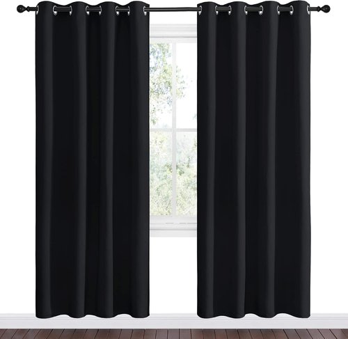 NICETOWN Blackout Curtain Panels - Light Reducing Thermal Insulated Grommet Drapes | Set of 2, 55" x 78", Black