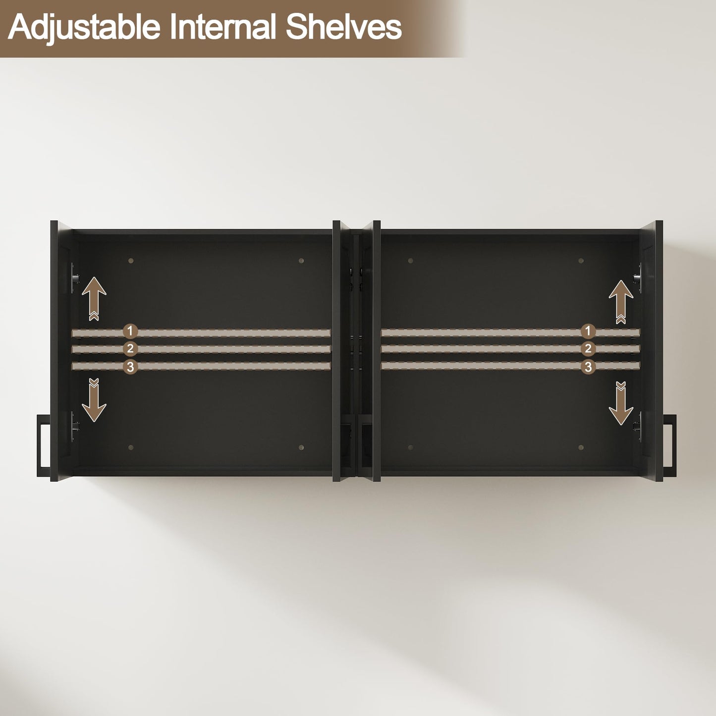 ChooChoo Laundry Room Cabinets, 4 Doors Wall Mounted Storage Cabinet, Kitchen Wall Storage, Bathroom Wall Cabinet, Black
