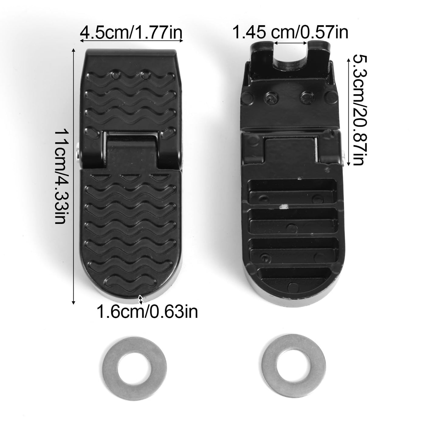2pcs Bike Rear Pedals, Steel Plate Non-Slip Folding Bike Foot Pegs for Foldable Passenger Cycling Accessories for E-Bike Mountain Bikes Road Bikes BMX