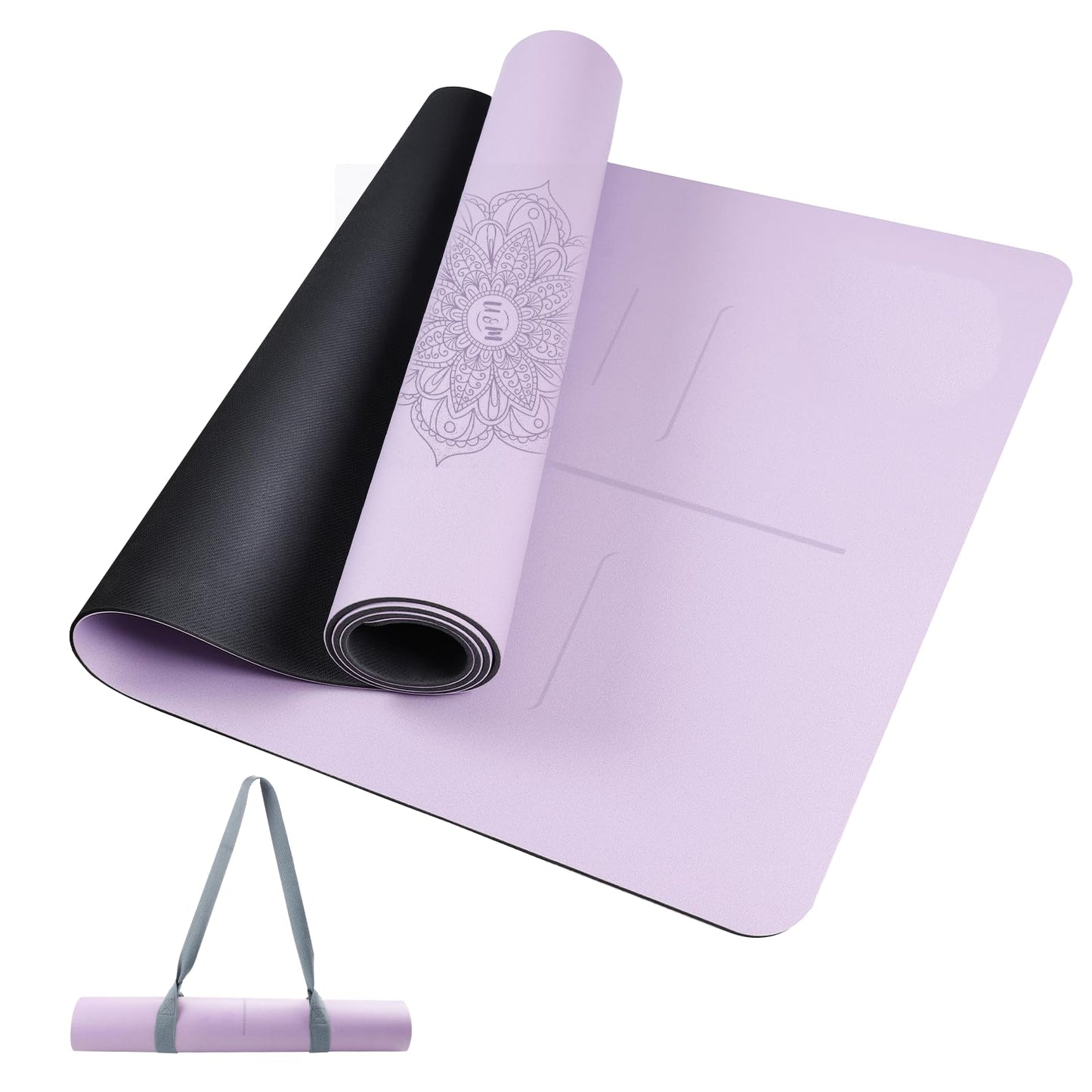 U&M Professional Non Slip PU Yoga Mat with Carrying Strap & Alignment Line, 72"x27" Extra Wide 0.2" Thick Exercise Mat for Home Gym | Sweatproof High Density | Anti-tear | Textured Surface | Natural Rubber Bottom Workout Mat for Women & Men Yoga Pilates F