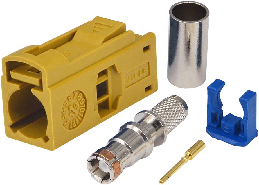 RG58 LMR195 5PCS GPS telematics or Navigation RF Coax Connector Fakra K Straight Crimp Jack Female Yellow Adapter
