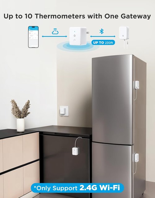 GoveeLife WiFi Refrigerator Thermometer - Wireless Digital Freezer Gauge with Alarm | 2-Pack, App Support