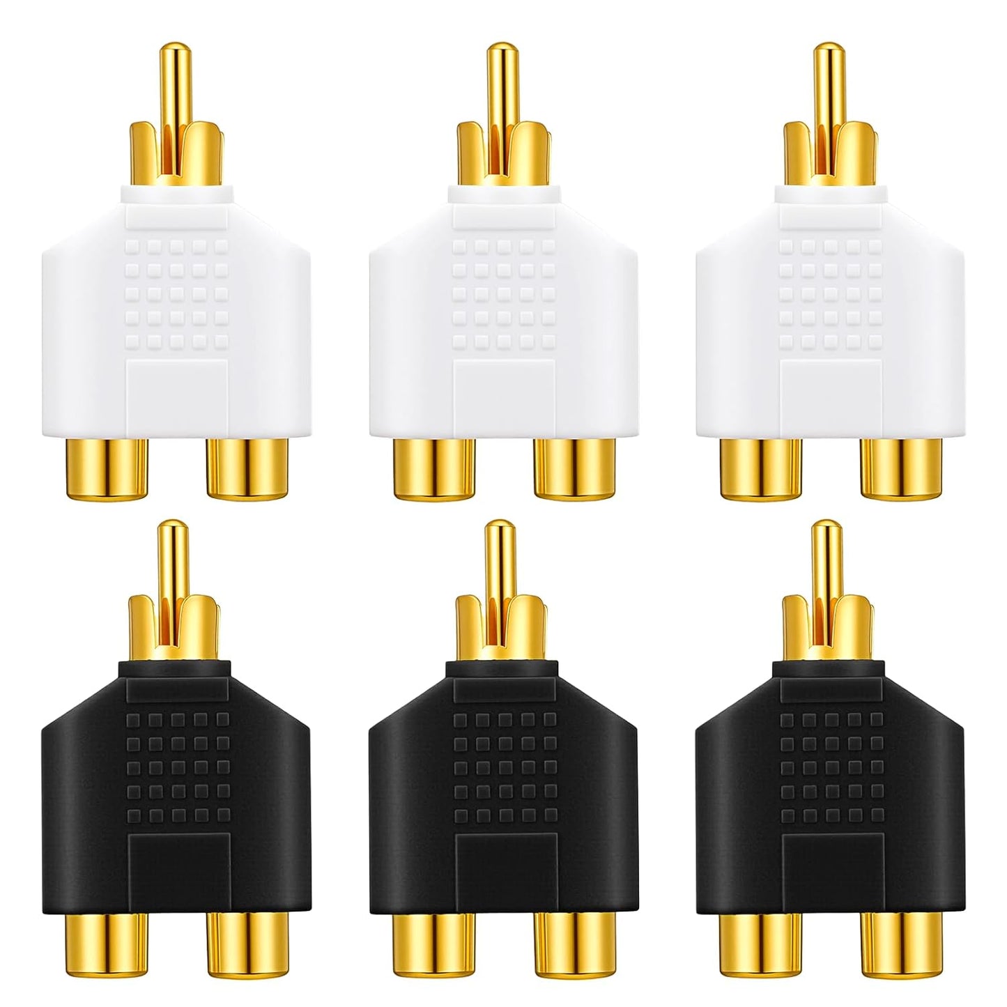 Xyembu 6Pcs 1 2 RCA Y Splitter Adapter Male Female Audio Video Y Splitter Adapters for Audio Video Av TV Cable