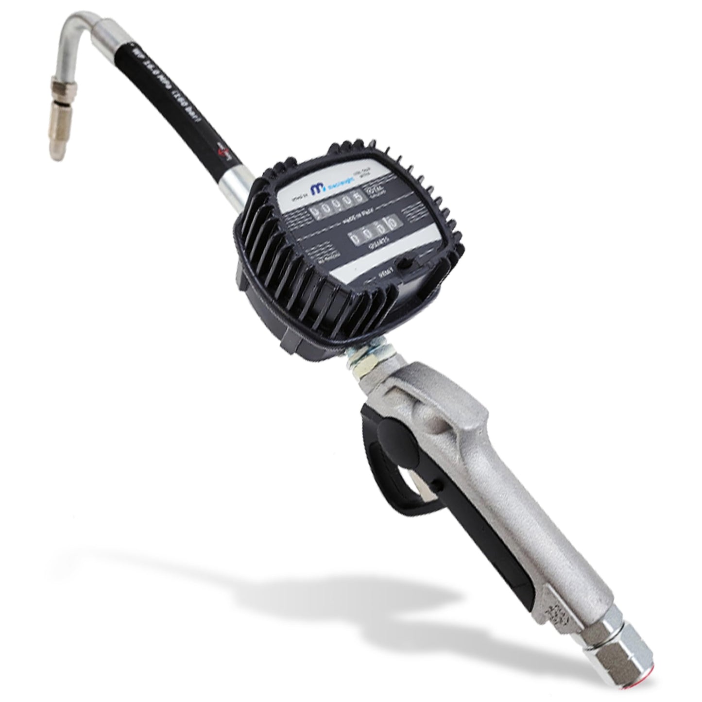 Macnaught Pneumatic Oil Gun with Control Valve 1/2" inch NPT Inlet, Mechanical Meter, Registers in Qts & Totals in Gal. Oil, antifreeze, trans fluid, lubricating oil, synthetic hydraulic oil & more