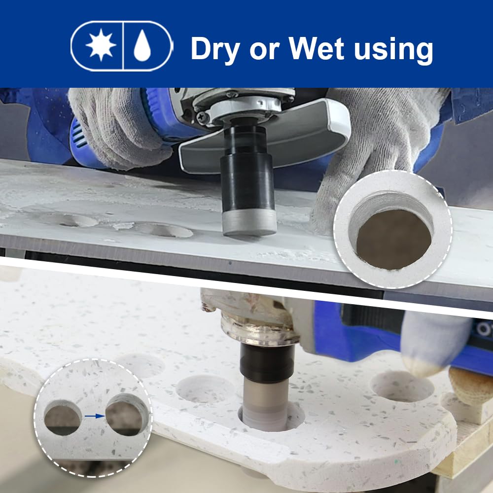 Diamond Core Drill Bits Set 10PCS - DARTOTEK Tile Hole Saw Kit (6/6/6/20/25/32/35/50mm/1 3/8"/6mm for Porcelain, Ceramic Tile, Granite, Marble, Masonry