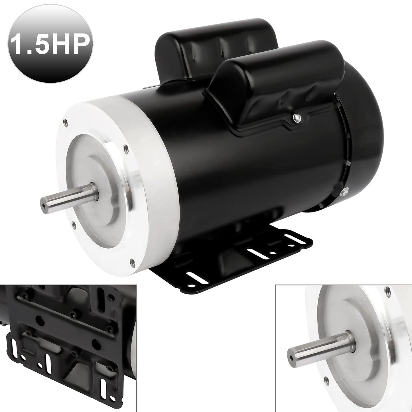 1.5HP Electric Motor General Purpose Single Phase Motor 1750RPM 56C 115/230V 5/8" Shaft Diameter CW/CCW TEFC IP55 60HZ