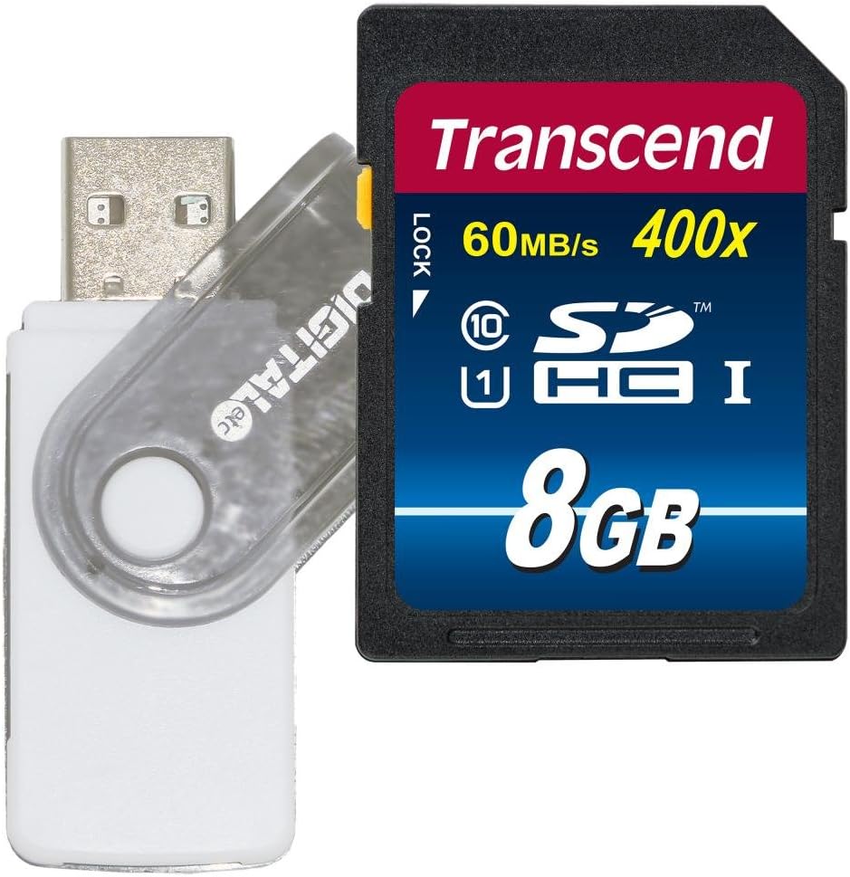 Digital Etc 8 10 (TS8GSDU1) 9-in-1 Set Transcend GB High Speed UHS Flash Memory Card and High-Speed USB Card Reader