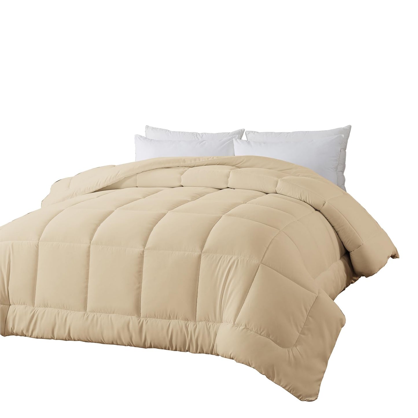 BedTreat Down Alternative Comforter King Duvet Insert With Corner Tabs, All Season Quilted Lightweight Quilt, Box-Stitched White Microfiber Bedding, Machine Washable