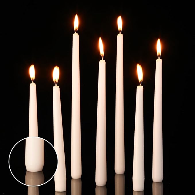 MTLEE Multi Height Unscented Candles - 8/10/12 Inch Taper Candles for Dinner Decoration (White, 36)