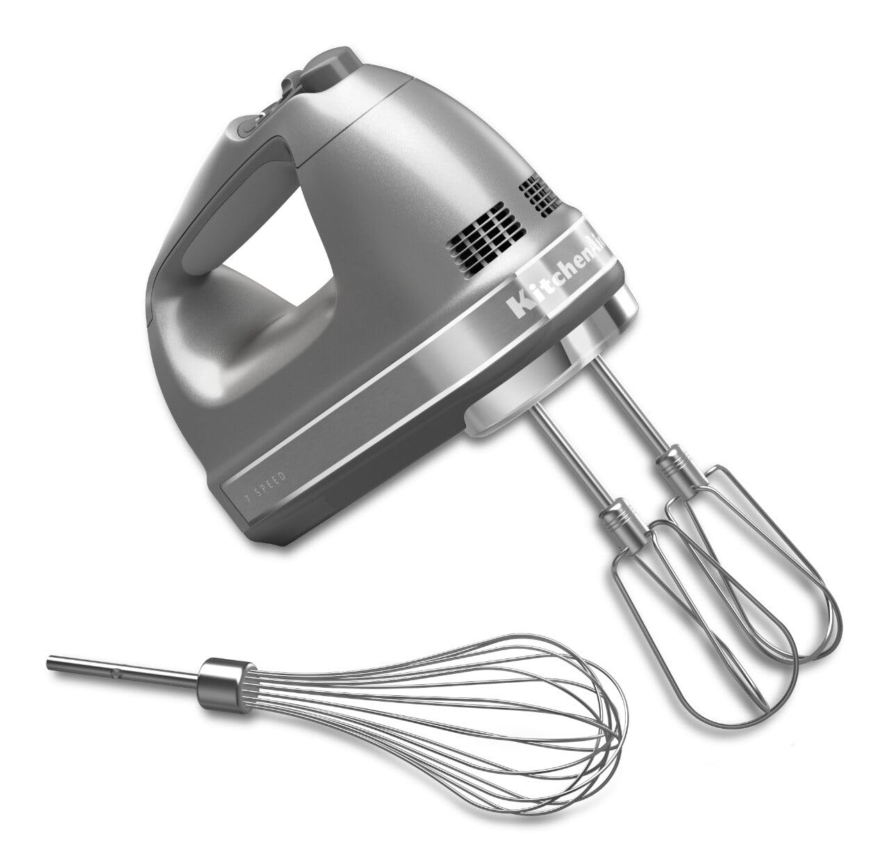 KitchenAid KSMPRA Stand Mixer Attachment Pasta Roller & Cutter, 3-Piece Set, Stainless Steel & 7-Speed Hand Mixer - KHM7210 - Contour Silver