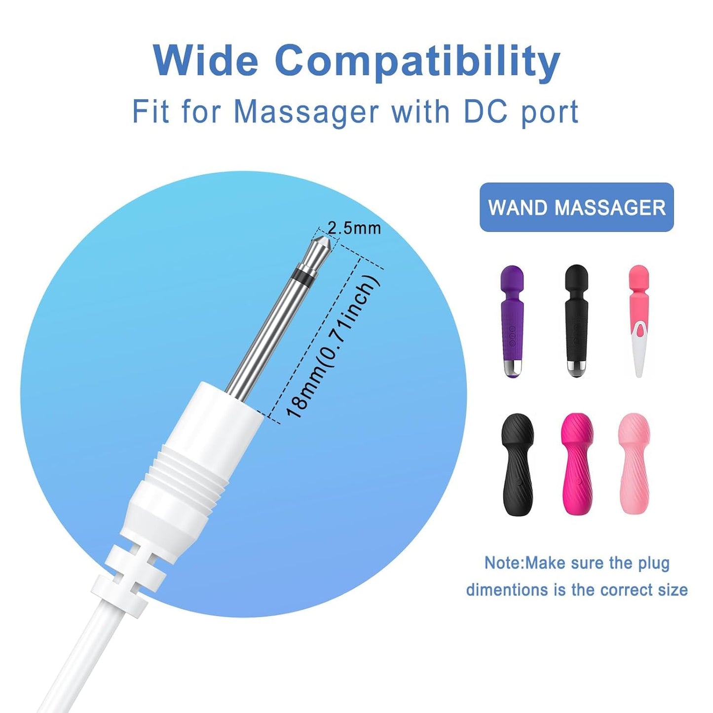 2 Pack 2.5mm Vancle DC Charging Cable USB to DC Fast Charger Cord for Beauty Instrument Charging Cable Massager Charger