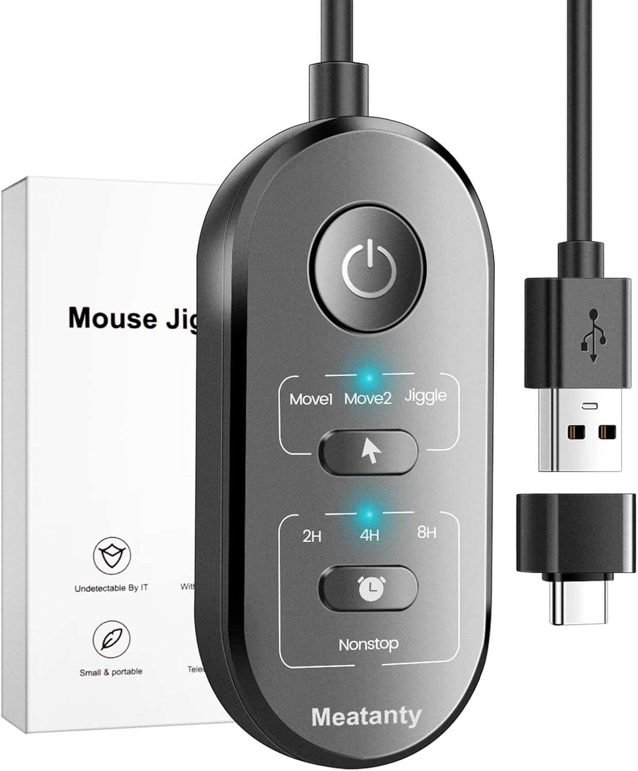 meatanty 3 1 in USB Mouse Mover with Timer, Separate Mode Selection and ON/Off Button, Mouse Shaker Wiggler Supports