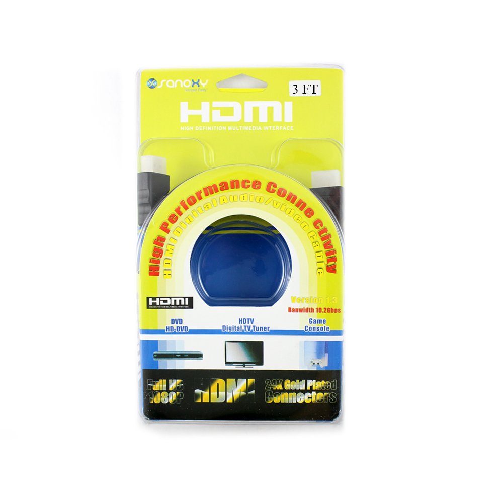 (v1.3) 1080p) 3 SANOXY HDMI Gold Plated Cable Speed HDMI Cable - Connects TVs, Game Consoles & Blu-ray Players