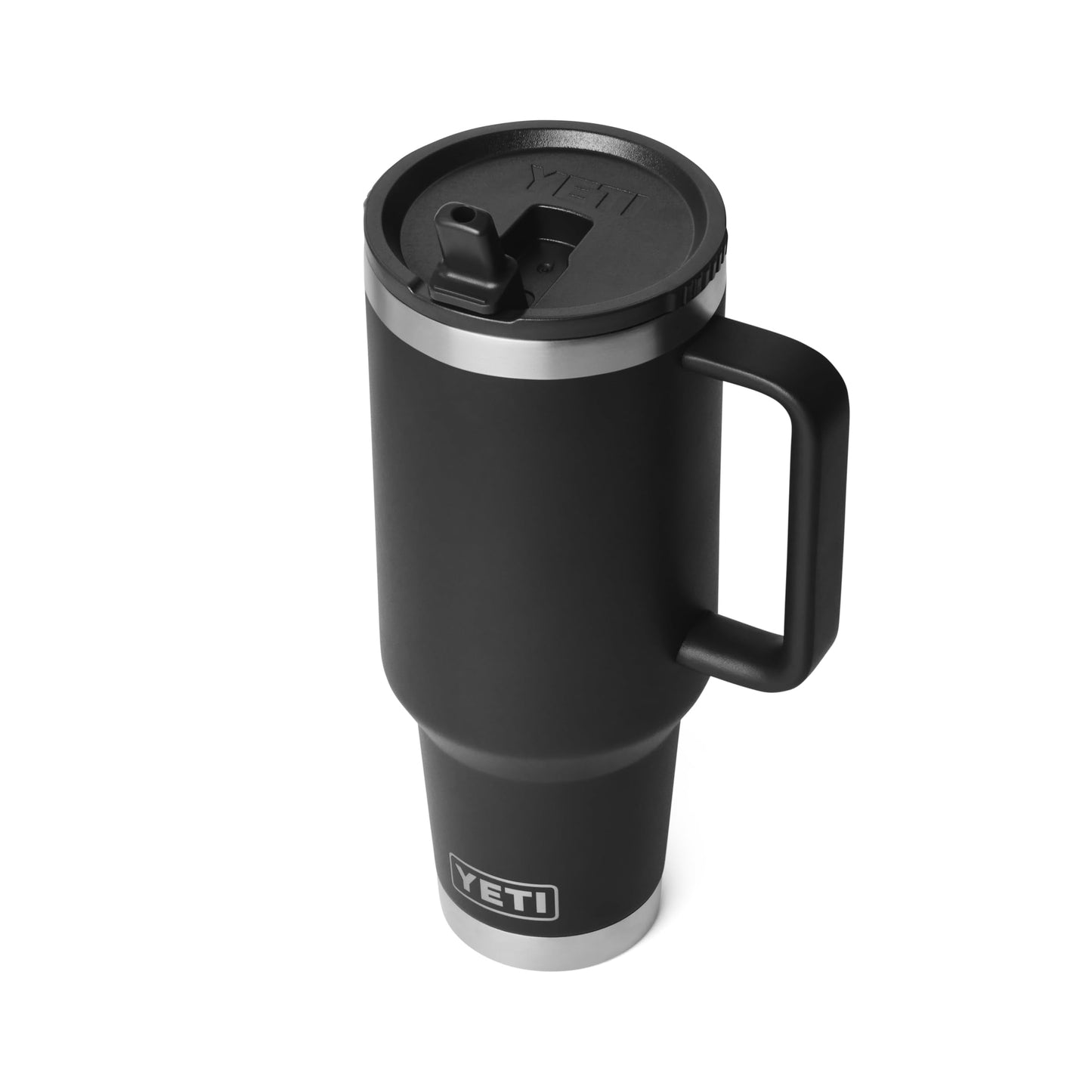 YETI Rambler 40 oz Travel Mug with Flip Straw Lid – Stainless Steel, Vacuum Insulated, Leakproof, Cup Holder Friendly, Black