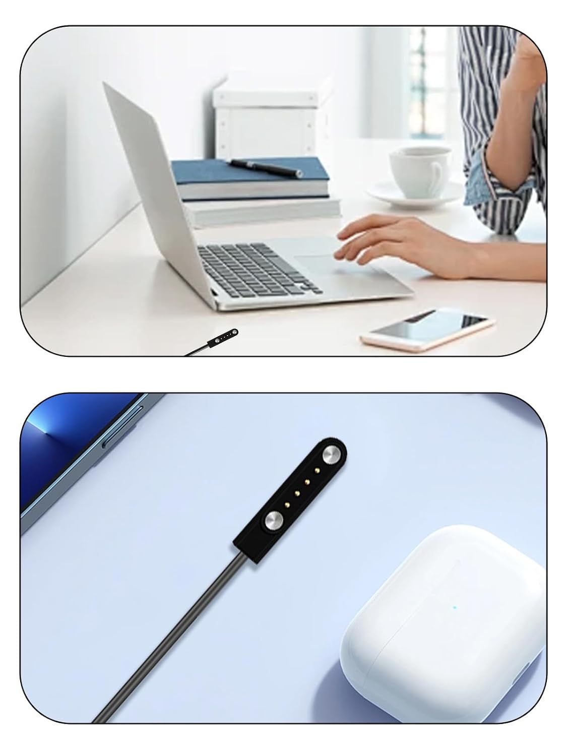 UYRUREL [2-Pack] 4 for Plaud Note Pro AI Voice Recorder Magnetic USB Charging Cable, Pin Cord Charger for AI Voice