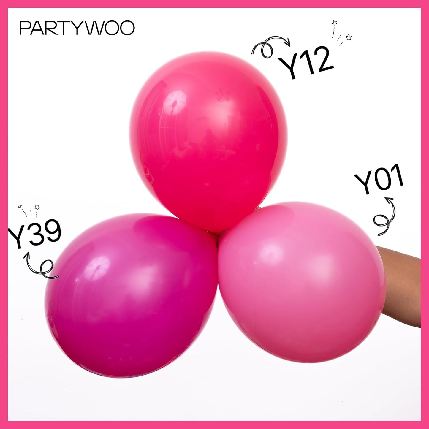 PartyWoo Hot Pink Balloons - 100pcs 12 Inch Magenta Fuchsia Balloons for Celebrations & Events