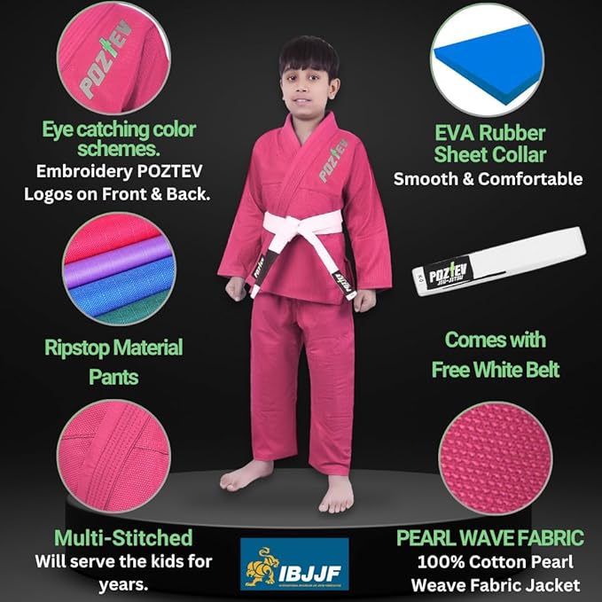 Kids Brazilian Jiu Jitsu Gi For Kids BJJ Gi Youth Grappling Kimonos Preshrunk Lightweight Martial Arts Uniform