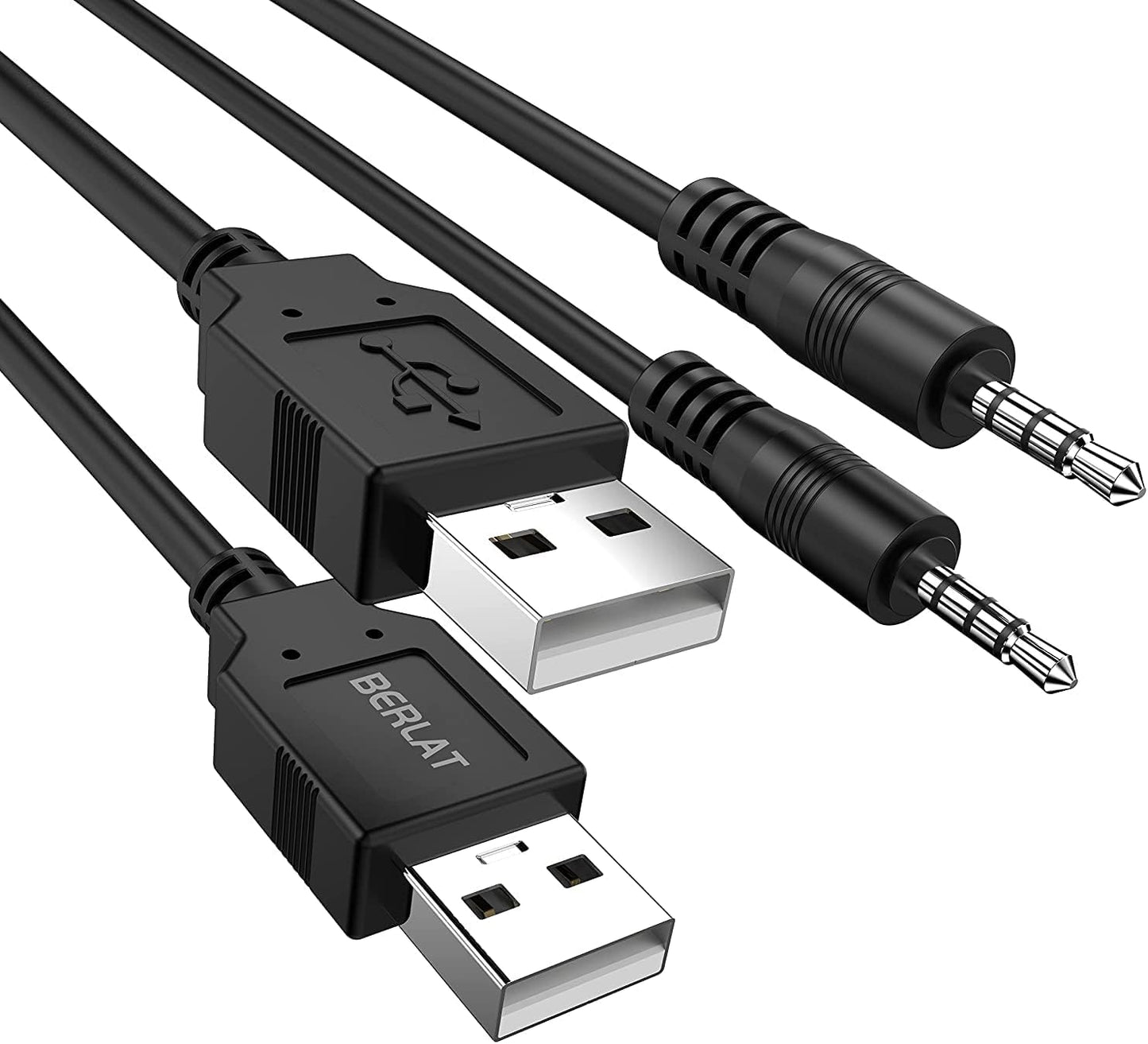Luventg 3.5mm Cable,3.5mm MP3,Headphones,Speakers,Voice 3.5mm Port(3.3 ft)(1) USB Charger Male AUX Audio Jack to USB