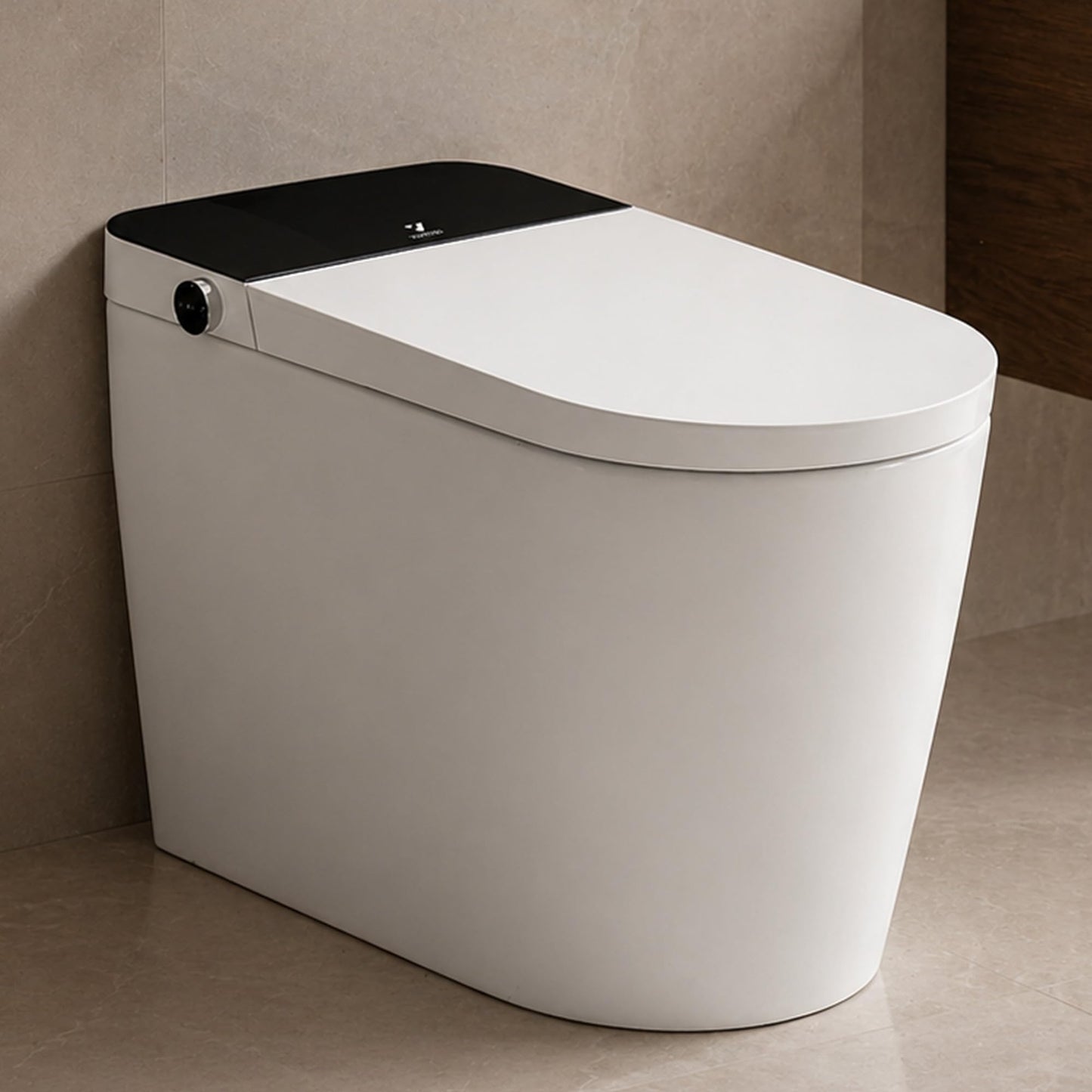 One Piece Toilet with Tankless Design, Modern Elongated Toilet, Foot Sensor Flush, Soft Close Seat, 18" Comfort Height Toilet for Bathrooms, 12" Rough-in,1.28 GPF-Standard White Bowl
