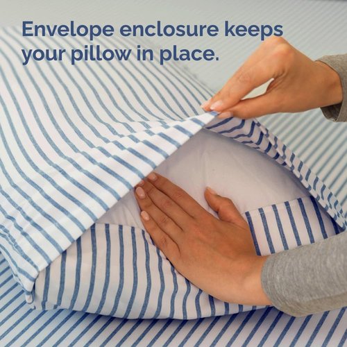 King Pillow Cases by [Brand Name] - Ultra Soft Hotel Quality Covers | Cozy, Wrinkle-Free, Fade Resistant - 2 Piece Set in Blue Stripes