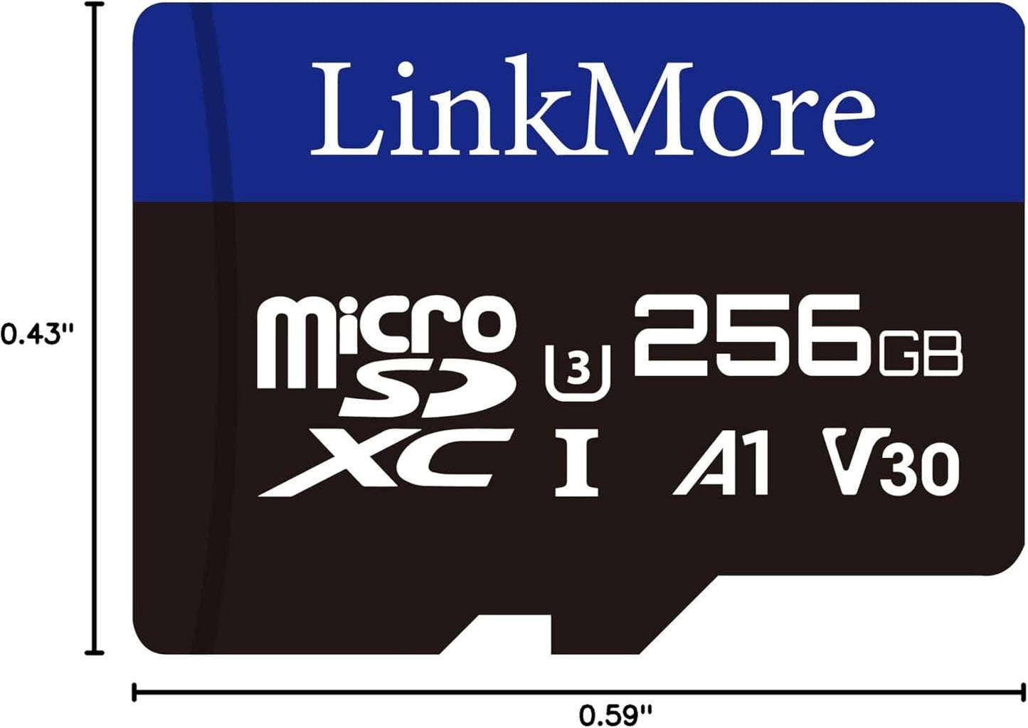 LinkMore XV13 256GB A1 U3 V30 10, 95MB/s, 65MB/s, MicroSD Memory Card, MicroSDXC UHS-I Class Read Up to Write Up to SD