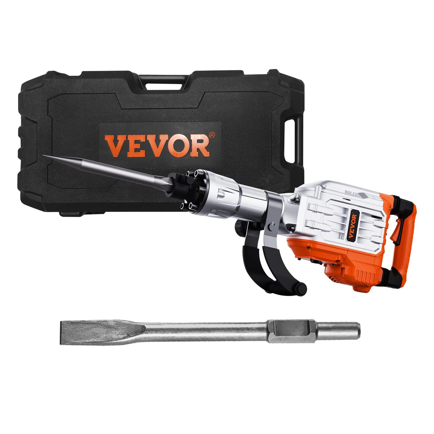 VEVOR Demolition Jack Hammer, 3500W Jack Hammer Concrete Breaker 1900 BPM Heavy Duty Electric Jack Hammer, 2pcs Chisel w/Gloves & 360°C Swiveling Front Handle for Trenching and Breaking Holes